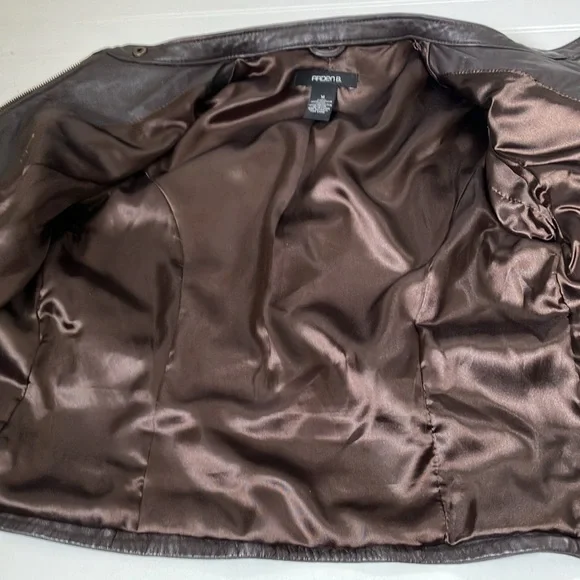 Arden B brown leather moto jacket coat medium - Picture 9 of 13